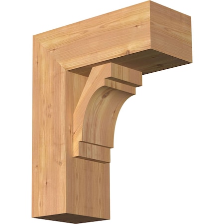 Ekena Millwork Merced Block Smooth Bracket w/ Offset Brace, Western Red Cedar, 7 1/2"W x 18"D x 22"H BKT0806X18X22MRC05SWR